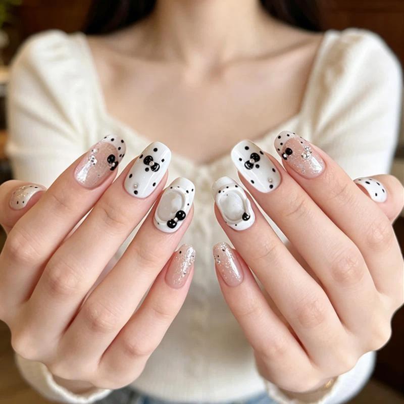5D French Japanese Nail Art Decals Mini Bow Self-adhesive Nail Stickers for Home DIY Manicure Salon Beginners