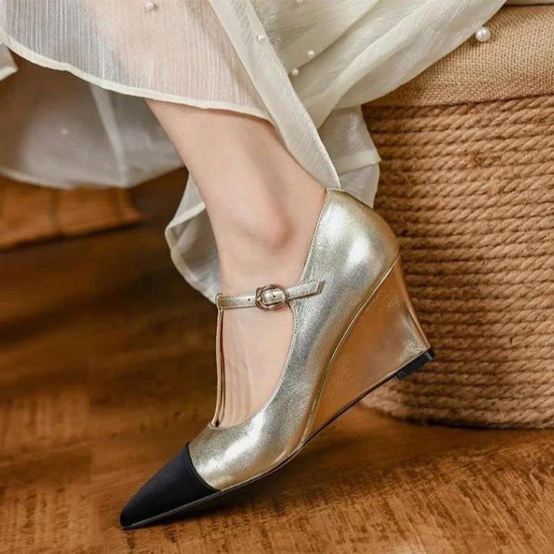 Fashion Pointed Toe High Heels Women Shoes Shallow Wedges Shoes Women 2024 Autumn Designer New Walking Sandals Sexy Dress Mujer Zapatos