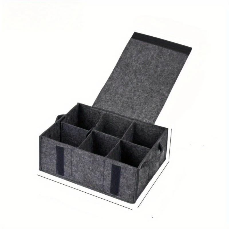 1PC felt plate storage bag, picnic camping tableware layered portable storage box, thickened storage box