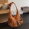 Tassel Crossbody Shoulder Bags Women Fashion Suede Small Handabg and Purse Female Luxury Design Armpit Hobos Bag