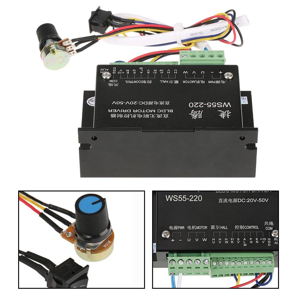 Walfront WS55-220 DC 48V 500W CNC Brushless Spindle BLDC Motor Driver Controller Spindle Driver