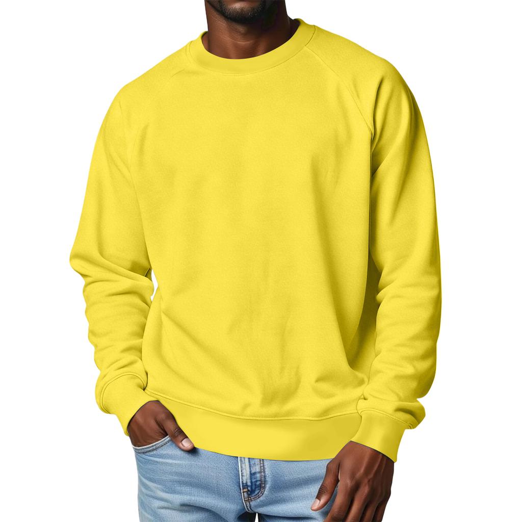 Men's Round Neck Raglan Sleeve Fleece-Lined Thick Solid Color Sweatshirt
