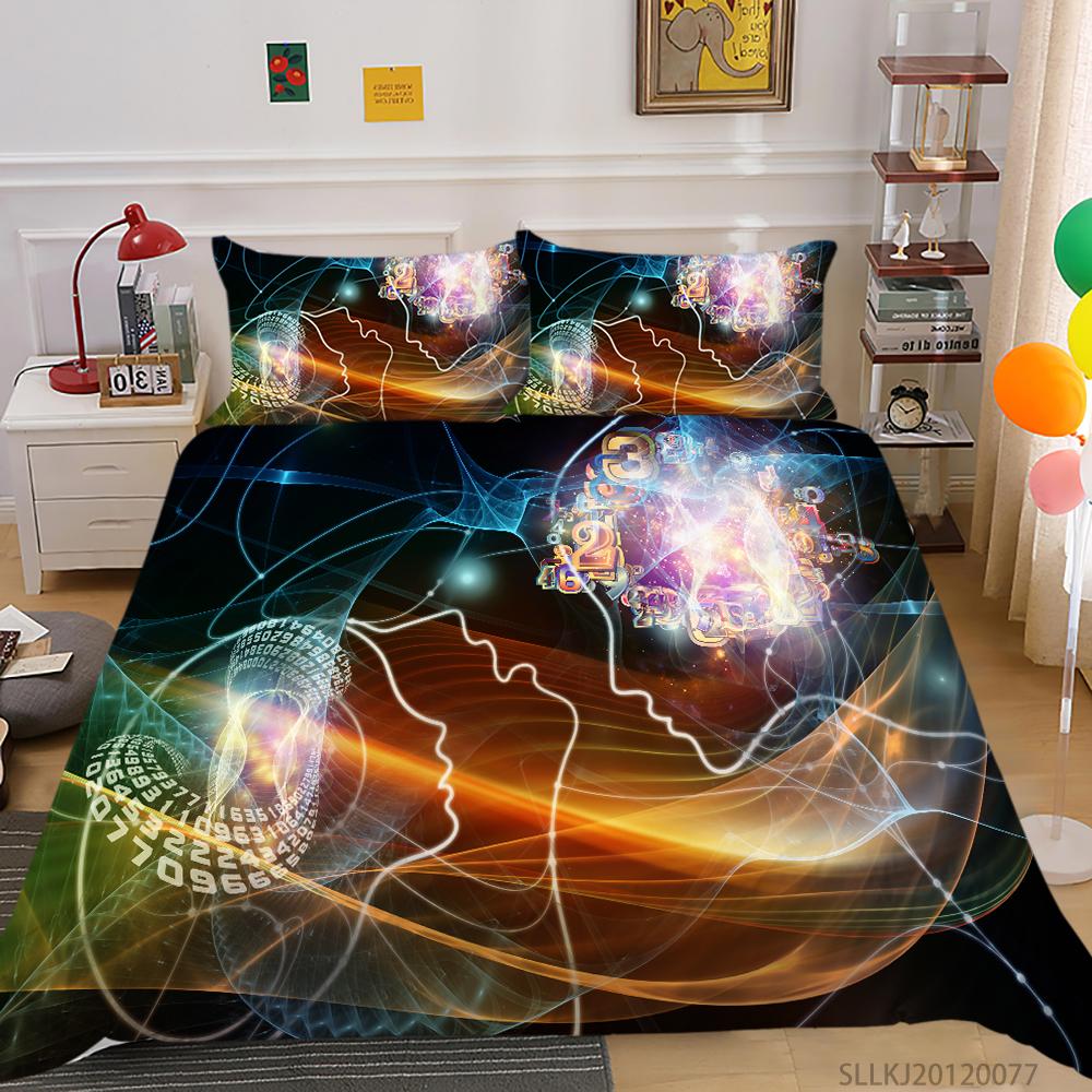 Set da letto di lusso Nuova trapunta Stampa figura 3D Camera da letto familiare Matrimoniale Copripiumino e federa Microfibra