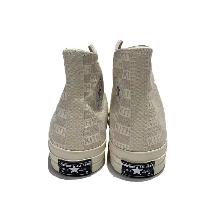 Converse Kith X Chuck 70 High Natural Monogram Unisex Sneakers Cream Egret 171865C