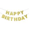 Pre-Strung Gold Happy Birthday Banner – 9 FT No DIY Glitter Foil Party Garland for Men, Women, Kids – Wall, Photo Backdrop, Dessert Table
