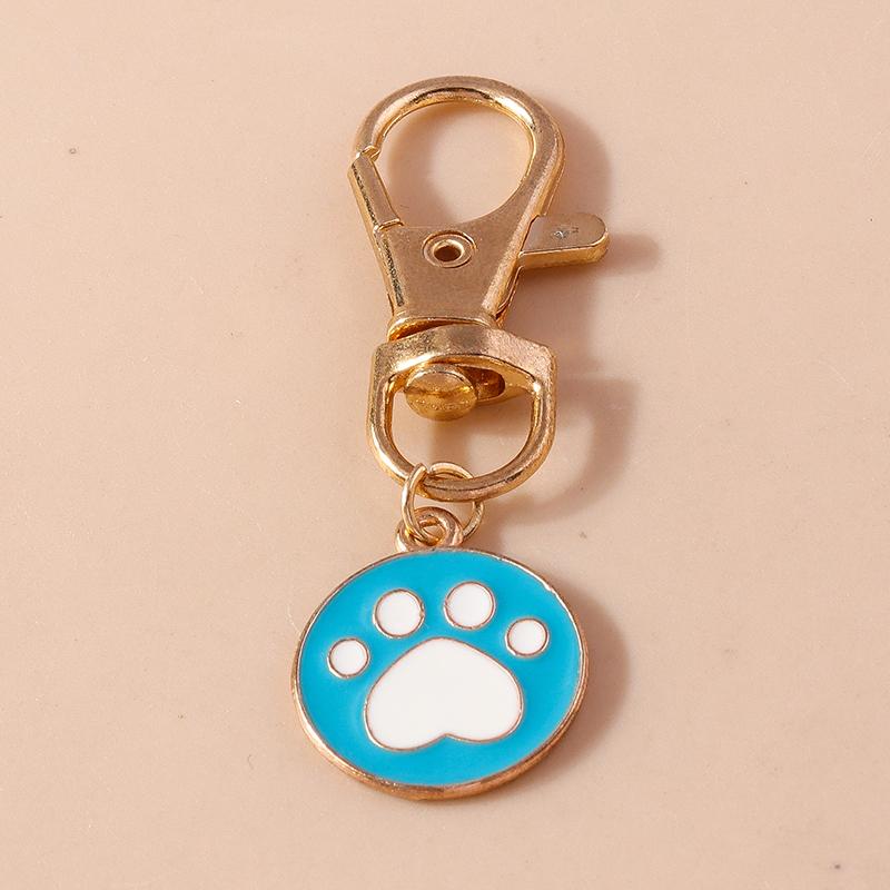 Cute Enamel Puppy Dog Cat Paw Keychain Footprint Keyring Pendants for Car Key Holder Handbag Decor DIY Pet Jewelry Gifts