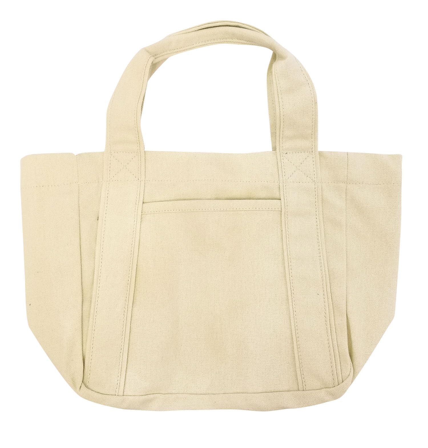 

Mini tote bag for men and women, solid color, small, thick cotton canvas, stylish, two-tone ivory.