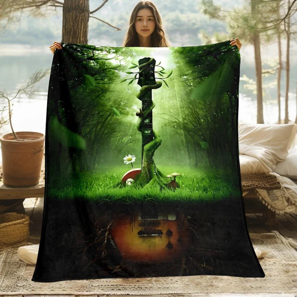 1 PC guitar blanket - Lightweight Flannel Throw for sofas, travel, camping, living rooms, office, chair and beds.