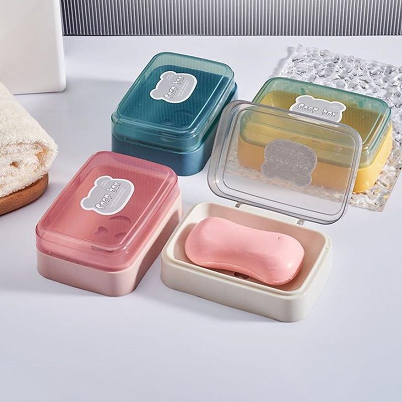 Bathroom Soap Dish With Lid Home Plastic Soap Box Keeps Soap Dry Soap Dish Travel Portable Soap Tray Dish Storage Soap Container