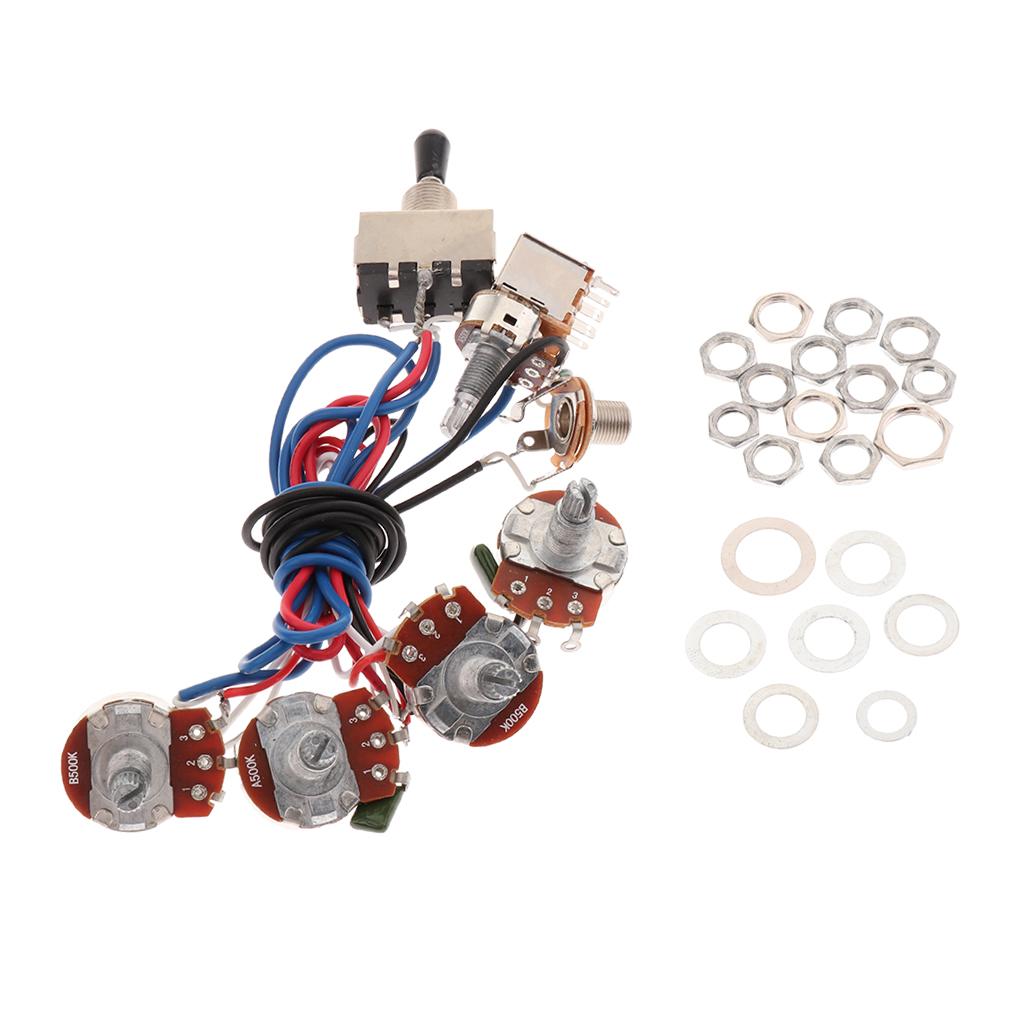 

Guitar Circuit Wiring 2V/2T Toggle Pickup Selector A500K/B500K Potentiometer чёрный