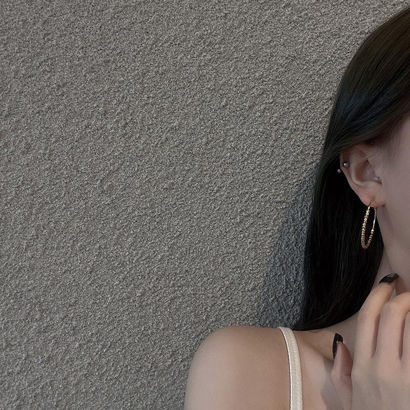 S925 Silver Large Hoop Earrings: European & American Hong Kong Style, Trendy Simple Design for Women