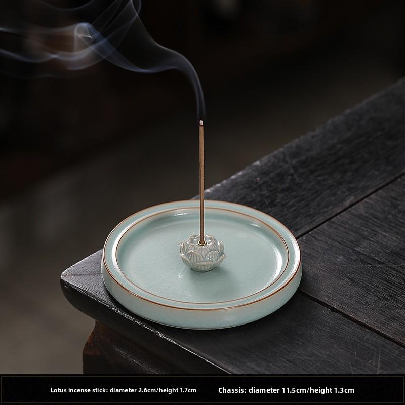 Ceramic Lotus Incense Burner Stick Holder Zen Home Decor Vintage Sandalwood Meditation Living Room Ornament Gift