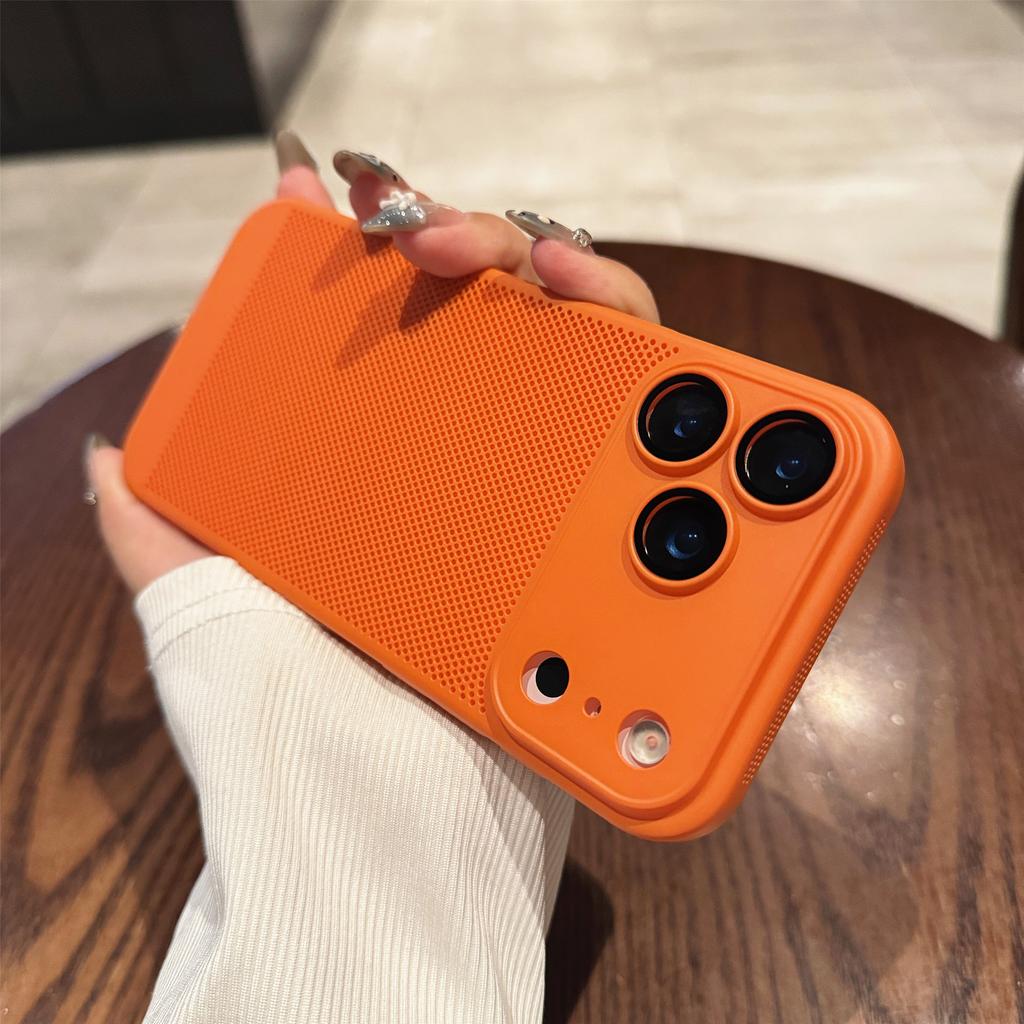 Cooling Matte Heat Dissipation Grid Case For iPhone 17 Air 16 16E 15 14 13 12 11 Pro Max Plus Glass Lens Protection Hard Cover