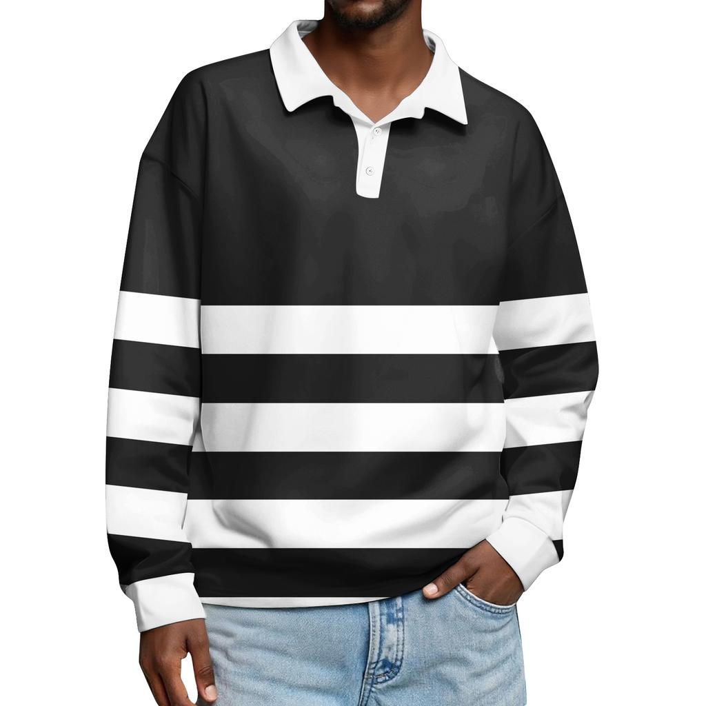 Pánské ležérní pruhované topy s dlouhým rukávem a zapínáním na knoflíky