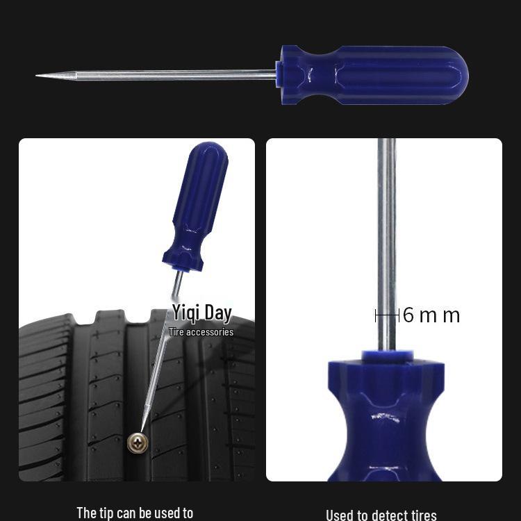 Tire Repair Kit: Spiral Applicator, Wound Detection Probe, Awl, Mushroom Plug Tool