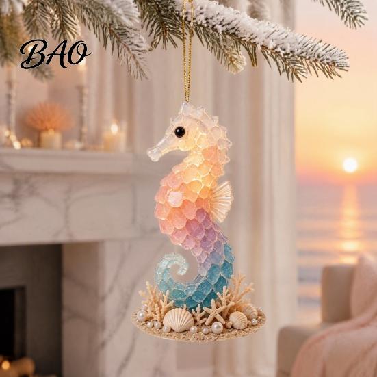 Custom Tree Ornaments Ocean Theme Christmas Ornaments, 2D Flat Acrylic Hanging Decor with Sea Animal Special Designs, Holiday Decorations for