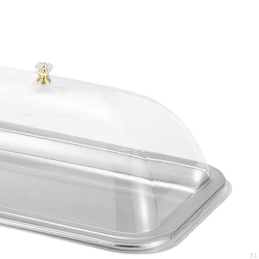 304 Stainless Steel Serving Tray with Dome Lid Food Rectangular Platter for