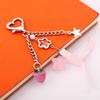 Exquisite Pink Strawberry Bow Keychain Y2k Fashion Star Flower Tassel Heart Keyring Phone Charm Pendant Beaded Chain Women Gift