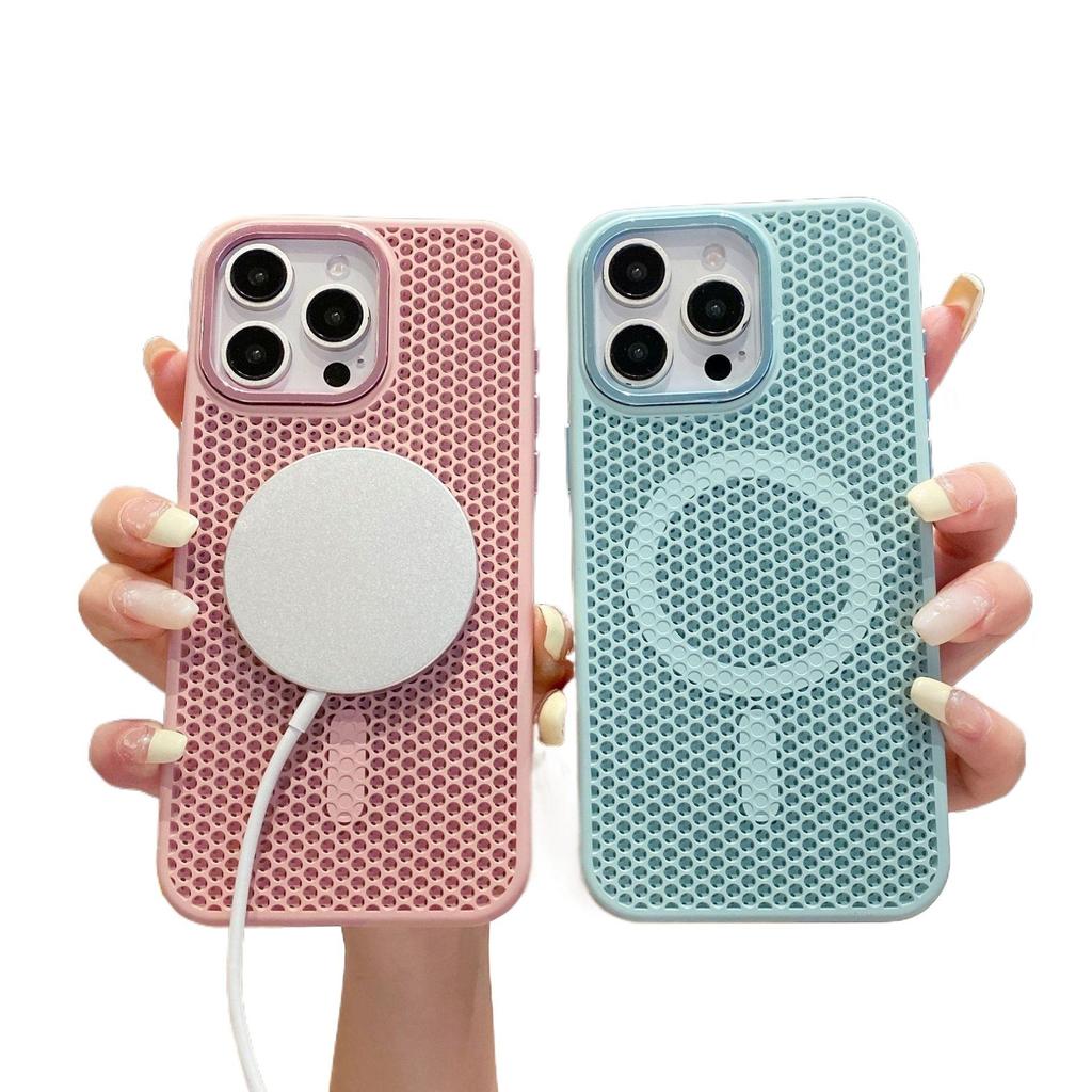 Honeycomb Heat Dissipation Magnetic Case for iPhone 15 Pro Max - Drop-Proof and Skin-Feel Protective