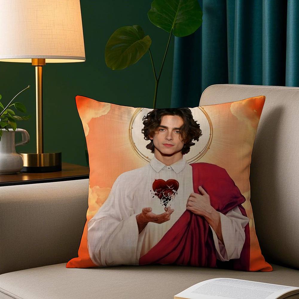 T-Timothees Chalamets Pillow Case Short Plush Print Cushion Cover Square Throw Pillow Covers Sofa Home Decor