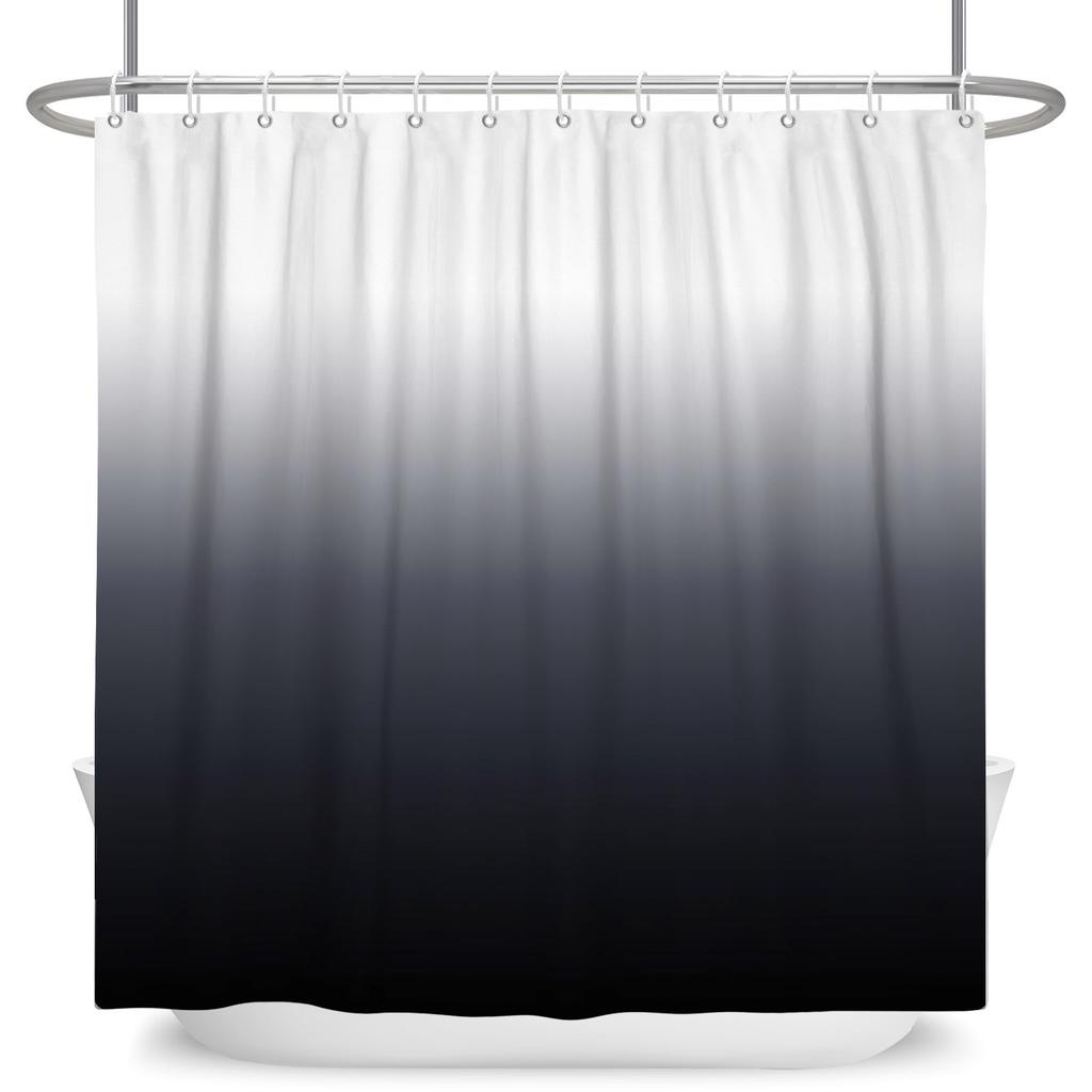 Modernes einfaches Duschvorhang-Set mit 12 Haken, einfarbig, Farbverlauf, abstrakt, elegant, wasserdicht, Polyester, Badezimmer-Vorhang-Dekor