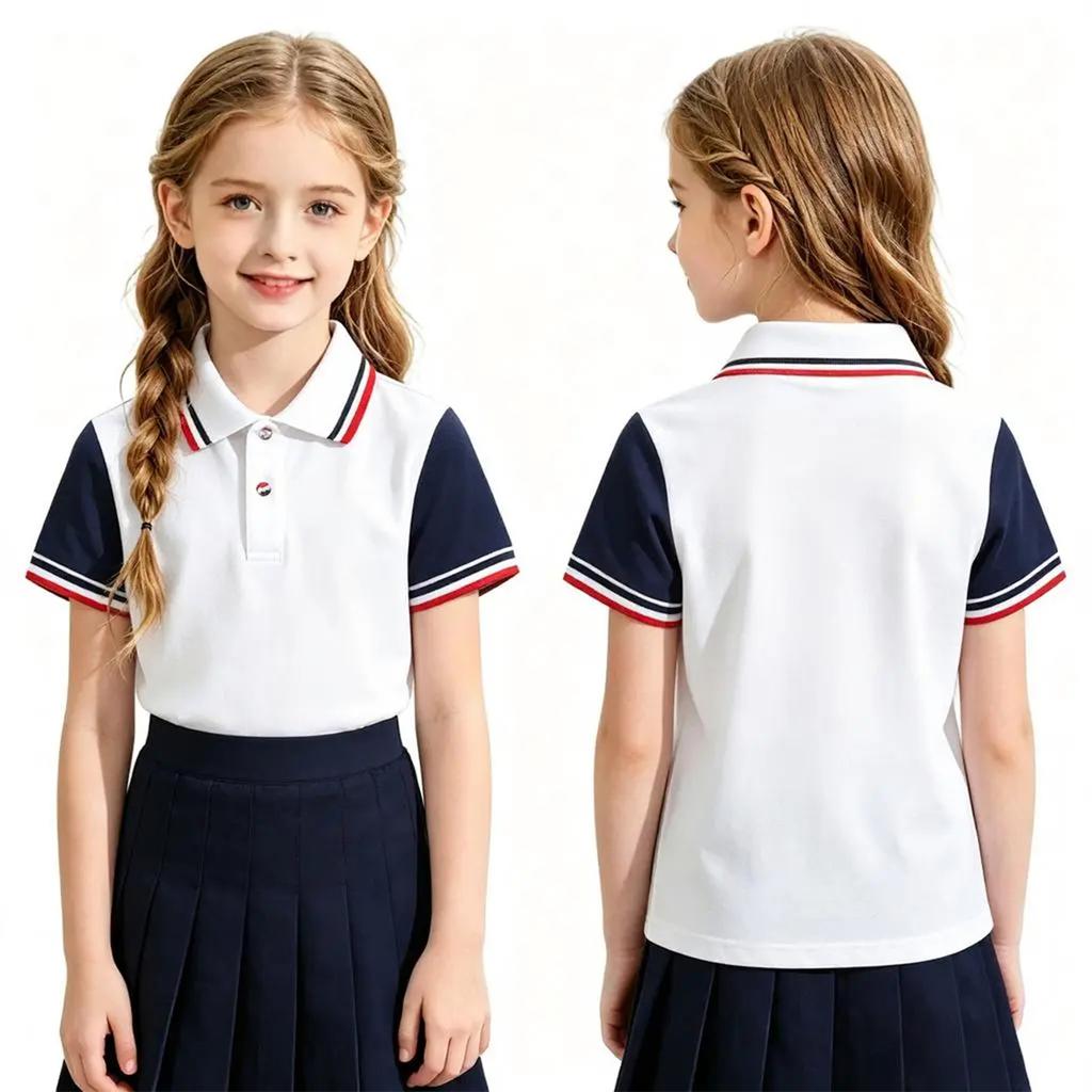 Kids Quick-Dry Shirt Short Sleeve for School Uniform Daily Wear