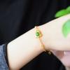 Natural Hetian Jade Golden Toad Bracelet with Inlaid Stones for Good Fortune