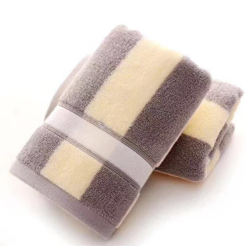 Striped Soft Absorbent Thickened Towel Pure Cotton Face Towel with Embroidery