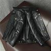 Ny Herr Äkta Läderjacka Smal Passform Koskinn Denim Bikerrock Casual Affärs Kort Rock