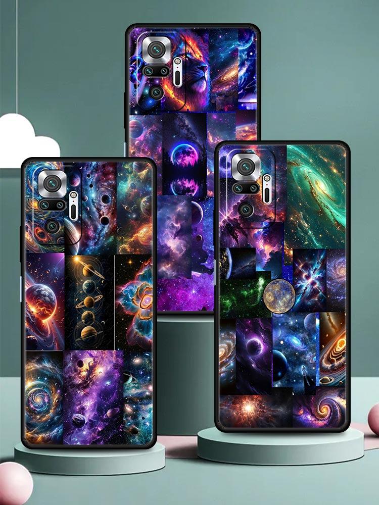 Universe Starry Sky Moon Phone Case Cover for Redmi 14C 10C Note 15 14 13 12 10 11 K40 Pro Plus Soft TPU Shell Shockproof Fundas