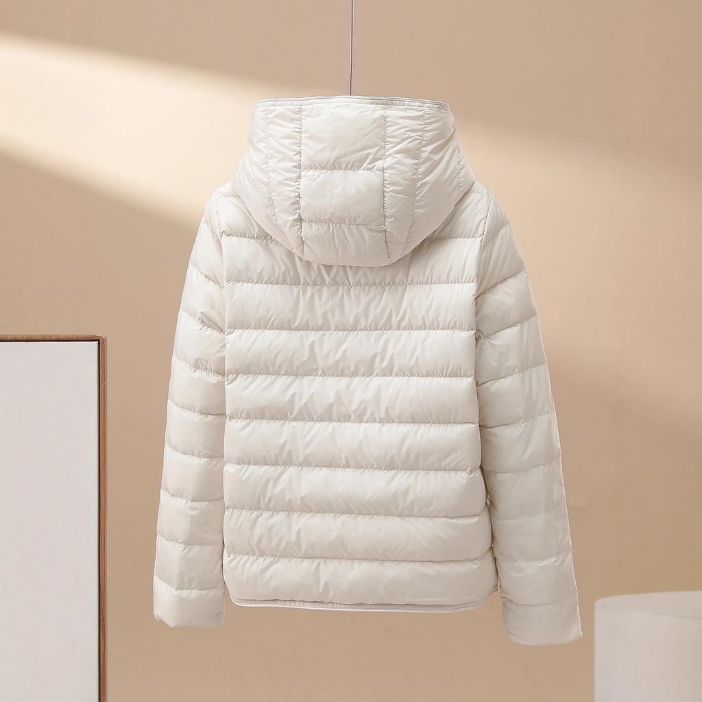 White Duck Down Light Down Jacket Women's Short Winter New Hooded Versatile Small Warm Light Coat