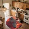 Flame Fox and Wolf,Round Area Rug,Carpet Rug for Living Room Bedroom Sofa Playroom Decor,Non-slip Floor Mat