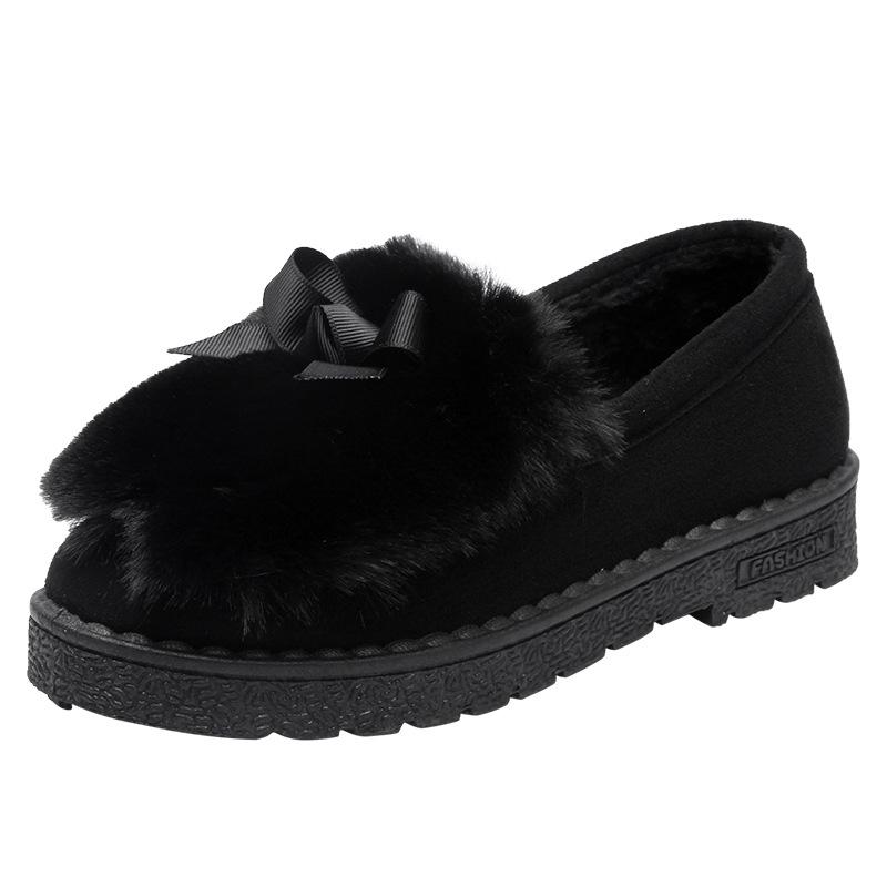 Doudou shoes women's new winter warm plush shoes flat women's shoes versatile cotton shoes