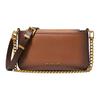 Bryant Gold Logo Chain Polished Cow Split Leather Crossbody Bag Small Women's Brown