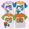 Kids Cartoon Donald Daisy Goofy Print V‑Neck Football Jersey T‑Shirt Girl Short Sleeve Sport Top Casual Loose Children Sportwear