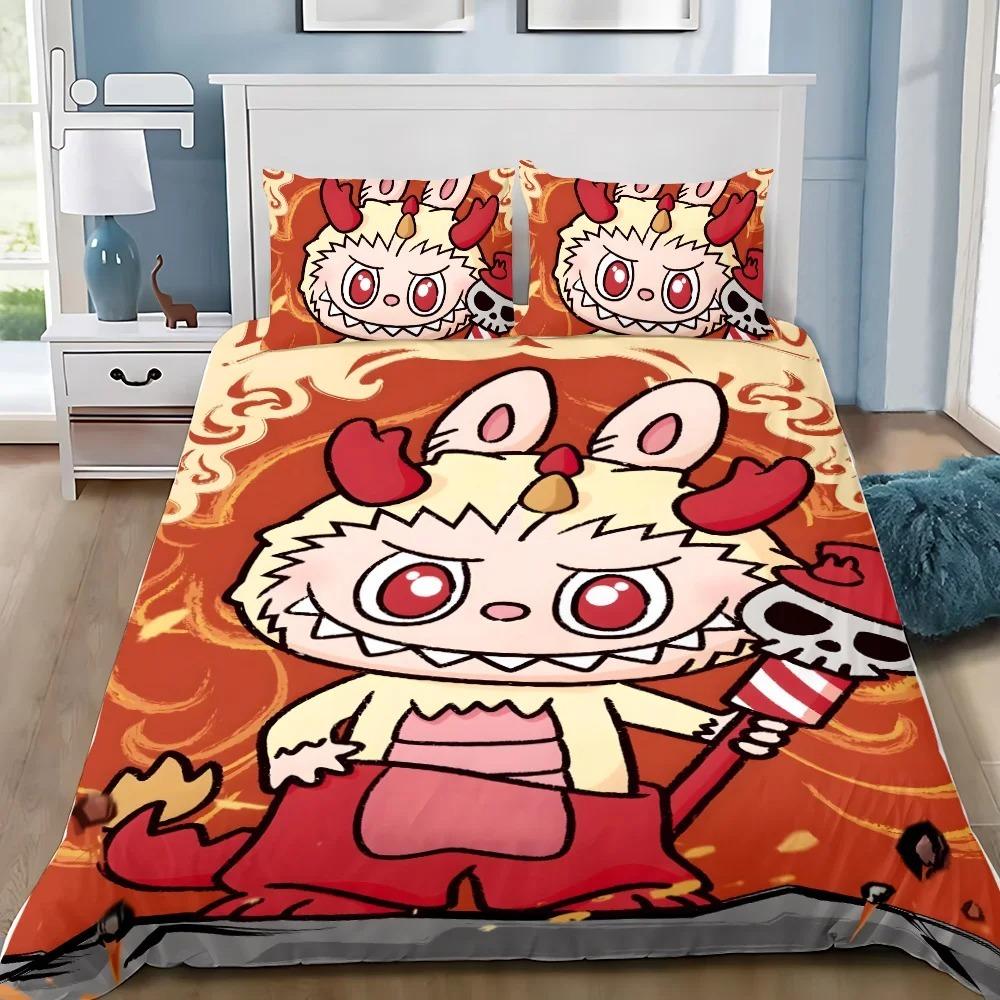 Søtt 3D Labu sengetøy 2/3 delers soveromssett, Barnegave Tenåringer voksen Mikrofiber dobbeltseng Dynetrekk med glidelås Romdekor