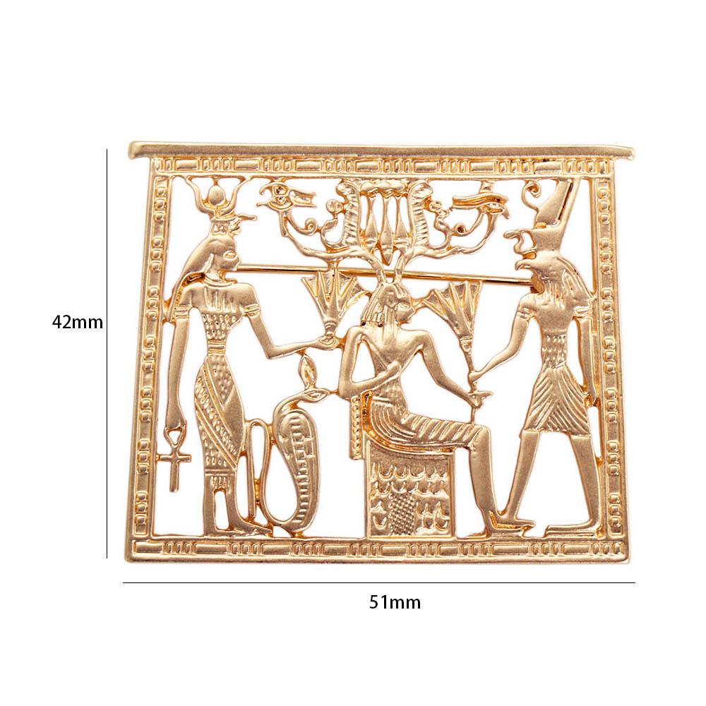 Men Women Metal Geometric Egypt Portrait Rectangle Hollow Corsage Jewelry Accessories Brooch Pins