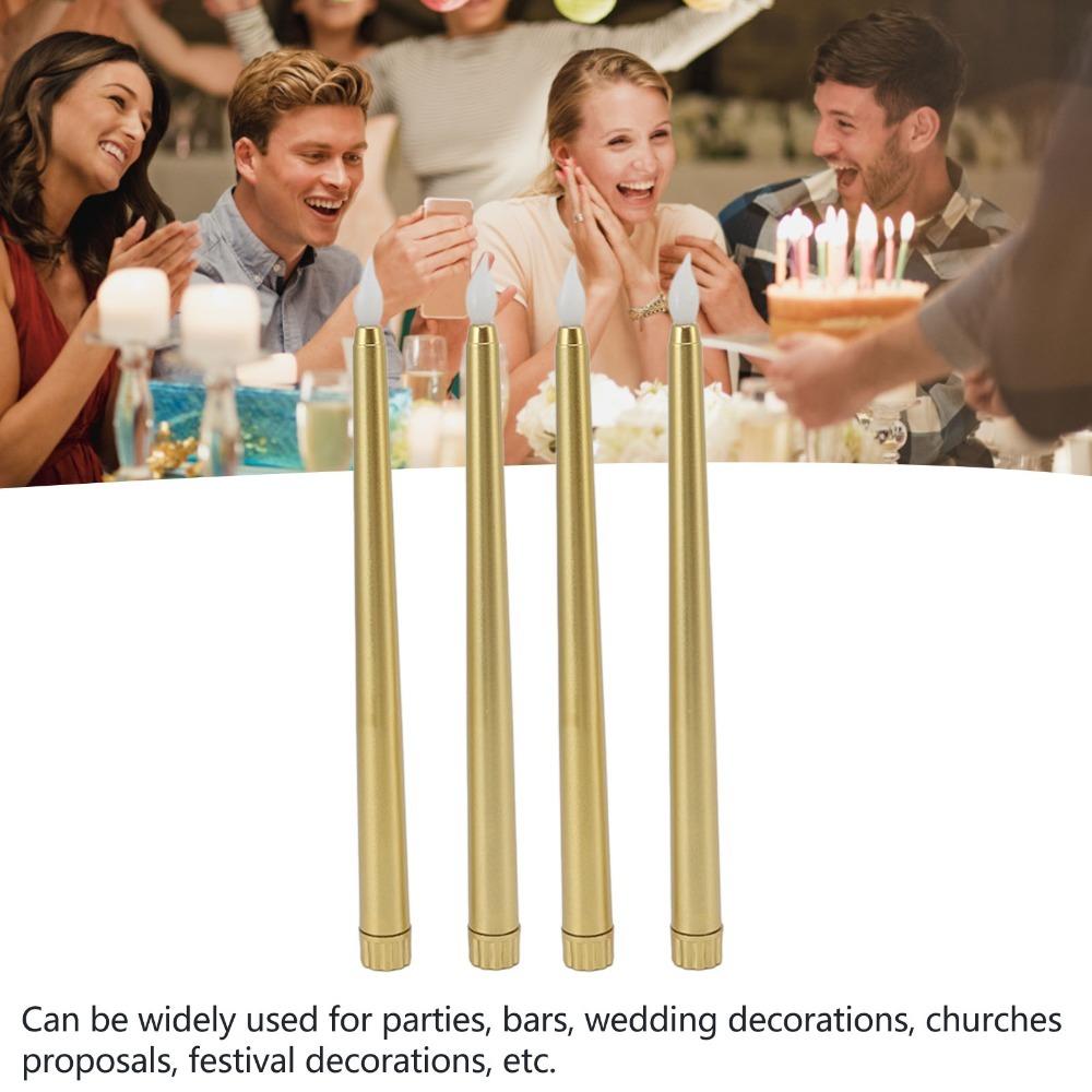 4 Pcs Warm Light Taper Candles Flameless LED Candle Sticks LED Taper Candles Halloween Decor