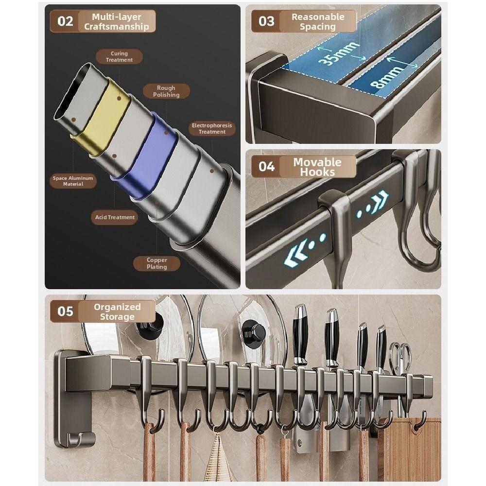 Aluminum Pot Lid Rack Wall Mounted Kitchen Utensil Organizer Kitchen Organizer Hook  Home