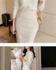 High-Waisted Tweed OL Midi Skirt - Autumn/Winter Hip-Wrap Style