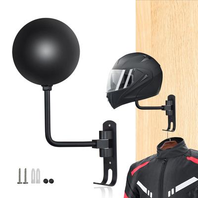 Helmet Wall Mount,Motorcycle Helmet Rack Holder for Bike 180 Degree Rotation with 2 Hooks  Helmet Accessories Hanger for Baseballs Coats, Caps
