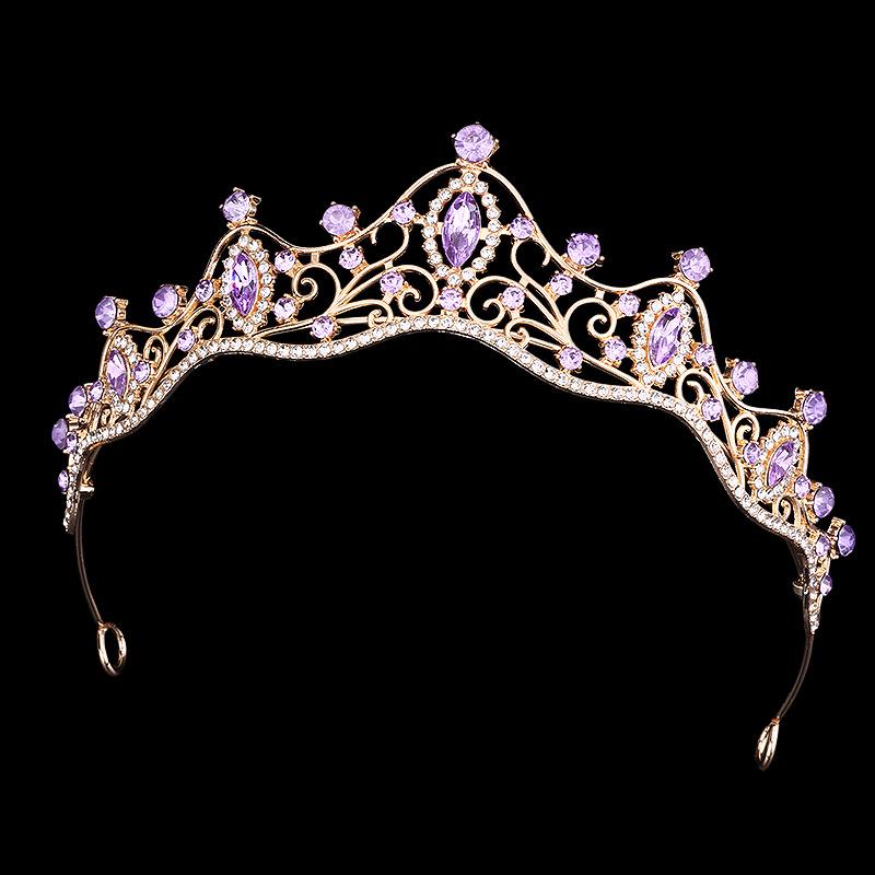 Couronne Rétro Mariée Fille Princesse Couronne d'Anniversaire Alliage Strass Bandeau Accessoires Robe de Mariée