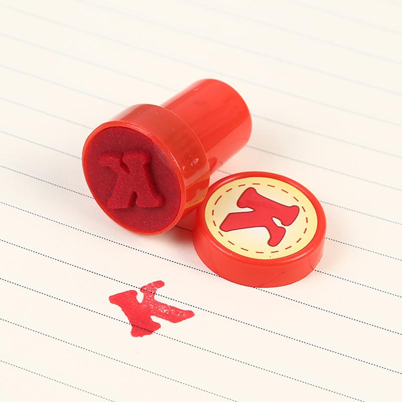 Cartoon 26pcs Alphabet Letters round Stamp Playset Self-Inking Number Seal for Children's Arithmetic DIY Scrapbooking  Teaching Aid