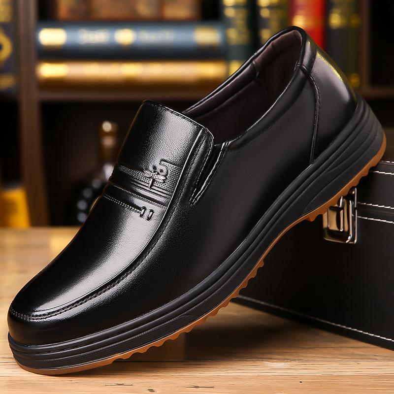 

Мужская кожаная обувь Hy из натуральной кожи, деловая, повседневная, нескользящая, износостойкая, подошва из говяжьих сухожилий, мужская обувь с одной педалью, для среднего и пожилого возраста 38