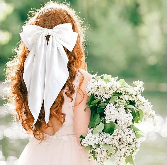 Women Bow Ribbon Hair Clip Fashion Simple Solid Satin Spring Clip Hair Pin Elegant Retro Headband Clips Girls Hair Accessories