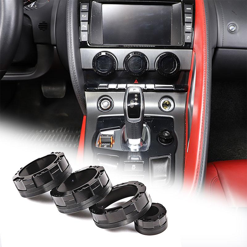 For Jaguar F-TYPE 2013-2026 Aluminium alloy Center Console Air Conditioner Volume Knob Switch Circles Trim Interior Accessories