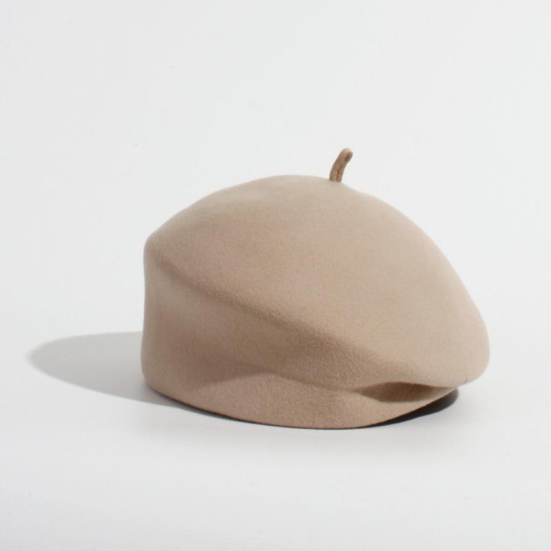 

Женский шерстяной берет - Однотонный ретро стиль светской львицы для осени/зимы One Size грязно-белый