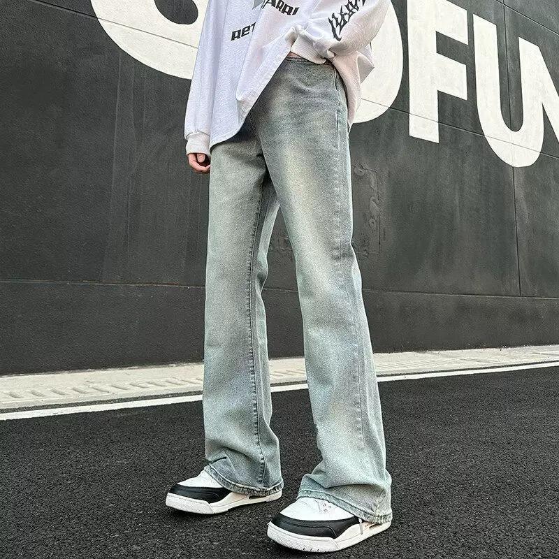 Street Washed Jeans Men's Wide-leg Trousers Fit Versatile Trendy Brand Retro Cl Old Trend American Loose