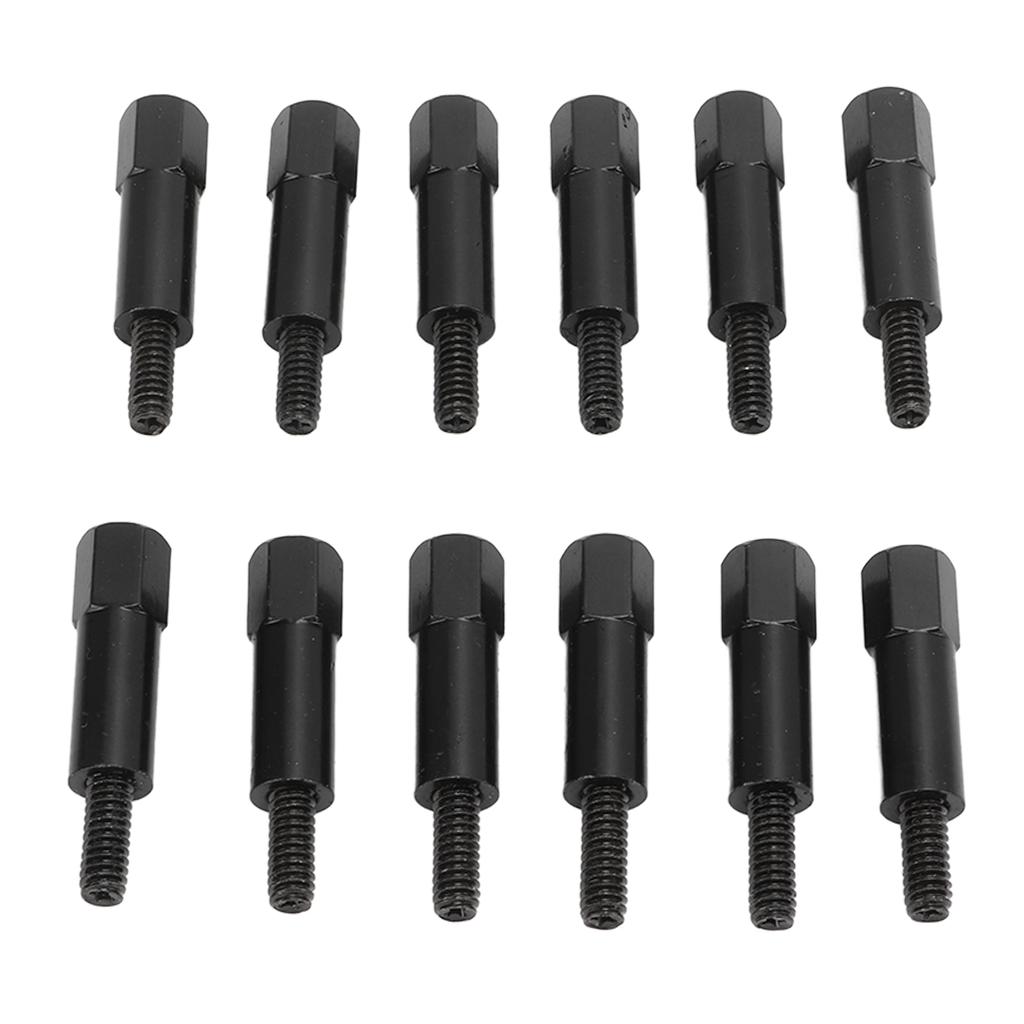 12PCS Mini Valve Cover Hex Bolt Stud Nut Set Black Replacement for Ford SB 260 289 302 351W Engine