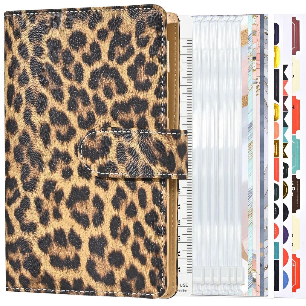 Creative Leopard Print Hand Ledger A6 Plan Book Binder 6 Holes Cash Budget Binder Notebook Office Stationery Premium
